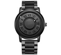 Orologio da uomo a sfera non magnetico - orologio impermeabile in acciaio inossidabile, quadrante con numeri romani, resistenza all'acqua fino a 30 metri, perfetto for collezione o regalo(Black)