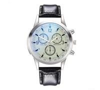 Orologio da uomo al quarzo, analogico, design a tre occhi, cinturino in acciaio inox, impermeabile, luminoso, per lavoro, casual, da indossare tutti i giorni (L)