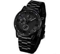 Orologio da uomo al quarzo con tre occhi cronografo nero per quadrante al | Movimento al quarzo di precisione, tre sub-quadranti, monitoraggio accurato di secondi, minuti e ore