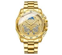 Orologio da uomo al quarzo, sportivo, al quarzo, da uomo, lavorazione metallica, alta tecnologia, quadrante trasparente, zaffiro simile a cristallo, design scheletro, funzione estetica moderna al