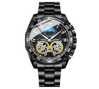 Orologio da uomo al quarzo, sportivo, al quarzo, da uomo, lavorazione metallica, alta tecnologia, quadrante trasparente, zaffiro simile a cristallo, design scheletro, funzione estetica moderna al