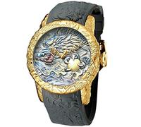 MASTOP Orologio da uomo alla moda con grande quadrante 3D a forma di drago, orologio al quarzo di lusso, squisito orologio creativo, Moda/Grigio, Orologi al quarzo