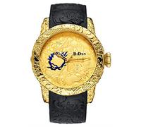 MASTOP Orologio da uomo alla moda con grande quadrante 3D a forma di drago, orologio al quarzo di lusso, squisito orologio creativo, Oro nero, Orologi al quarzo