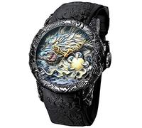 MASTOP Orologio da uomo alla moda con grande quadrante 3D a forma di drago, orologio al quarzo di lusso, squisito orologio creativo, Moda/Nero, 50 mm, Orologi al quarzo
