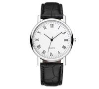 Orologio da uomo analogico con cinturino in pelle, con display analogico e datario, impermeabile, orologio da polso sportivo classico, orologio da polso casual da uomo, cinturino in pelle per uso