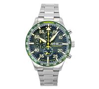 AVI-8 Orologio da uomo Hawker Hurricane 90° anniversario cronografo da 45 mm verde asfalto con cinturino in acciaio inossidabile massiccio AV-4130-33, Verde asfalto