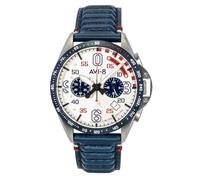 AVI-8 Orologio da uomo 43 mm P-51 Mustang Kindelberger cronografo 85° anniversario edizione limitata con cinturino in pelle AV-4143, Slipstream Argento