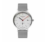 Bauhaus Orologio da uomo con cinturino in maglia milanese al quarzo data secondo decentralizzato bianco/argento 2130M-1, Bracciale