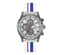 Orologio da uomo Ben Sherman Brighton Chronograph con quadrante bianco goffrato, cinturino in silicone bianco e cassa color canna di fucile