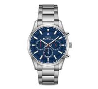 Orologio da uomo Ben Sherman Cambridge Cronografo con quadrante blu goffrato, bracciale in acciaio inossidabile e cassa color argento