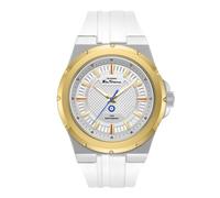 Orologio da uomo Ben Sherman Gloucester con quadrante argentato goffrato, cinturino in silicone bianco e cassa color argento