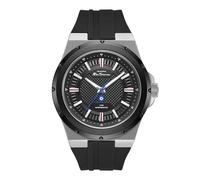 Orologio da uomo Ben Sherman Gloucester con quadrante nero goffrato, cinturino in silicone nero e cassa color argento