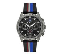 Orologio da uomo Ben Sherman Liverpool Cronografo Quadrante nero goffrato Cinturino in silicone nero Cassa color canna di fucile
