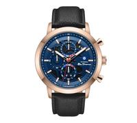 Orologio da uomo Ben Sherman Nottingham con quadrante scheletrato blu, cinturino in vera pelle e cassa in oro rosa IP