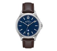 Orologio da uomo Ben Sherman Westminster con quadrante blu goffrato, cinturino in vera pelle e cassa color argento