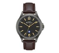 Orologio da uomo Ben Sherman Westminster con quadrante nero goffrato, cinturino in vera pelle e cassa color canna di fucile