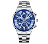 Orologio da uomo business casual classico moda tre occhi digitale con scala calendario analogico al quarzo orologio da studente in acciaio inossidabile
