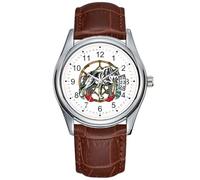 Orologio da uomo casual impermeabile al quarzo orologio data classico business marrone pelle orologio da polso aquila acchiappasogni, Marrone, Commerciale