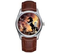 Orologio da uomo casual impermeabile al quarzo orologio data classico business marrone pelle orologio da polso natalizio orologio da polso frisone stallone allevamento orologio, Marrone, Commerciale