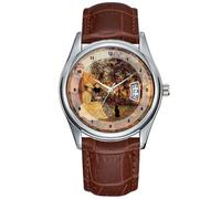 Orologio da uomo casual impermeabile al quarzo orologio data classico business marrone pelle orologio da polso Natale impressionismo conversazione di genere - Paul Gauguin Watches, Marrone,