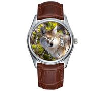 Orologio da uomo casual impermeabile al quarzo orologio data classico business marrone pelle orologio da polso Natale coyote fauna selvatica natura canino animali selvaggi orologi, Marrone,