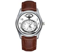 Orologio da uomo casual impermeabile al quarzo orologio data classico business marrone pelle orologio da polso orologio da tasca vintage giornale annuncio, Marrone, Commerciale