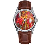 Orologio da uomo casual impermeabile al quarzo orologio data classico business marrone pelle orologio da polso natalizio The Breakup Watch, Marrone, Commerciale