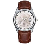 Orologio da uomo casual impermeabile al quarzo orologio data classico business marrone pelle orologio da polso studio della testa di una donna - Leonardo da Vinci orologi da polso, Marrone,