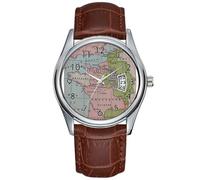 Orologio da uomo casual impermeabile al quarzo orologio data classico business marrone pelle orologio da polso natale mappa antica Aquitaine Anjou orologio storico, Marrone, Commerciale