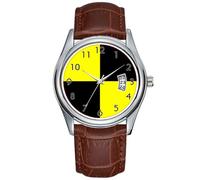Orologio da uomo casual impermeabile al quarzo orologio data classico business marrone pelle orologio da polso Natale Crash Test Dummies Simbolo orologio da polso, Marrone, Commerciale