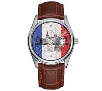 Orologio da uomo casual impermeabile al quarzo orologio data classico business marrone pelle orologio da polso Natale bandiera e simboli dei Paesi Bassi orologi, Marrone, Commerciale
