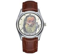 Orologio da uomo casual impermeabile al quarzo orologio data classico business marrone pelle orologio da polso Natale impressionismo autoritratto - Claude Monet Watches, Marrone, Commerciale