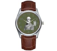 Orologio da uomo casual impermeabile al quarzo orologio data classico business marrone pelle orologio da polso generale Robert E. Lee Army Green orologi, Marrone, Commerciale