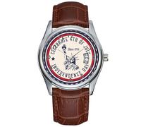 Orologio da uomo casual impermeabile al quarzo orologio data classico business marrone pelle orologio da polso festeggia l'indipendenza DSY State of Liberty Watch, Marrone, Commerciale