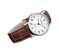 Orologio da uomo classico creativo con quadrante in scala romana e calendario, orologio da uomo a carica senza batteria, Marrone, misura unica