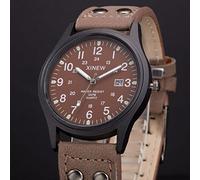 Orologio da uomo classico sportivo con cinturino al quarzo in pelle con data Gw7900b-1, Caff, misura unica