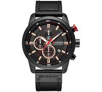 Orologio da uomo con cinturino in pelle, classico, casual, in acciaio inox, impermeabile, cronografo, data, orologio analogico al quarzo