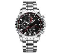 Orologio da uomo con quadrante grande, analogico, in acciaio inox, con indicatore luminoso, impermeabile, per lavoro e libero, elegante per ogni occasione, Multicolore, B, Unisex