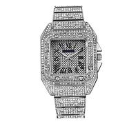 Orologio da uomo con quadrante quadrato grande Orologio hip-hop ghiacciato con rivetto di diamanti simulato Orologio con cinturino regolabile Movimento al quarzo Orologio da polso Cinturini for orolog