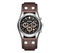 Orologio da uomo cronografo vintage marrone cinturino in pelle multi quadrante calendario impermeabile orologio simulato quarzo classico orologio da uomo regalo, marrone, Retrò (Braun)