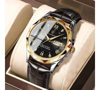 Orologio da uomo del marchio reale POEDAGAR, 50m, in pelle impermeabile, con movimento automatico di Quartz importato dal Giappone, realizzato con calendario della domenica inglese, preciso, per l'att