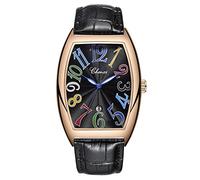 Orologio da uomo di lusso, impermeabile, luminoso, calendario casual, rettangolare, in pelle, al quarzo, Oro nero