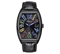 Orologio da uomo di lusso, impermeabile, luminoso, calendario casual, rettangolare, in pelle, al quarzo, Tutto nero