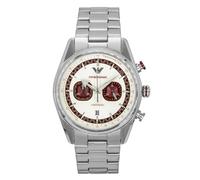 Emporio Armani Orologio Analogico al Quarzo Uomo con Cinturino in Acciaio Inossidabile AR11645, Rosso Vino, 42 mm