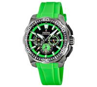 Festina Orologio Uomo Analogico - Gomma Verde - Movimento al Quarzo - Cronografo - Calendario - Vetro Minerale Alta Resistenza - Impermeabile 20 ATM - F20725/3 Chrono Bike