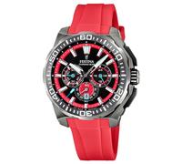 Festina Orologio Uomo Analogico - Gomma Rossa - Movimento al Quarzo - Cronografo - Calendario - Vetro Minerale Alta Resistenza - Impermeabile 20 ATM - F20725/5 Chrono Bike