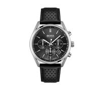 Orologio Uomo HUGO BOSS CHAMPION 1513816 Chrono Vera Pelle Nero