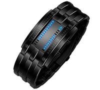 Orologio da uomo in acciaio inossidabile con cinturino e data, digitale, LED, sportivo, da surf, Nero , misura unica