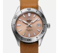 Orologio da uomo Orient Mako automatico quadrante albicocca cinturino in pell...