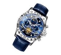 Orologio da uomo - Orologi analogici | Orologeo da polso in fase luna analogica brillante con cinghia in pelle PU | Orologio classico impermeabile per il lavoro di alpinismo sportivo escursionistico